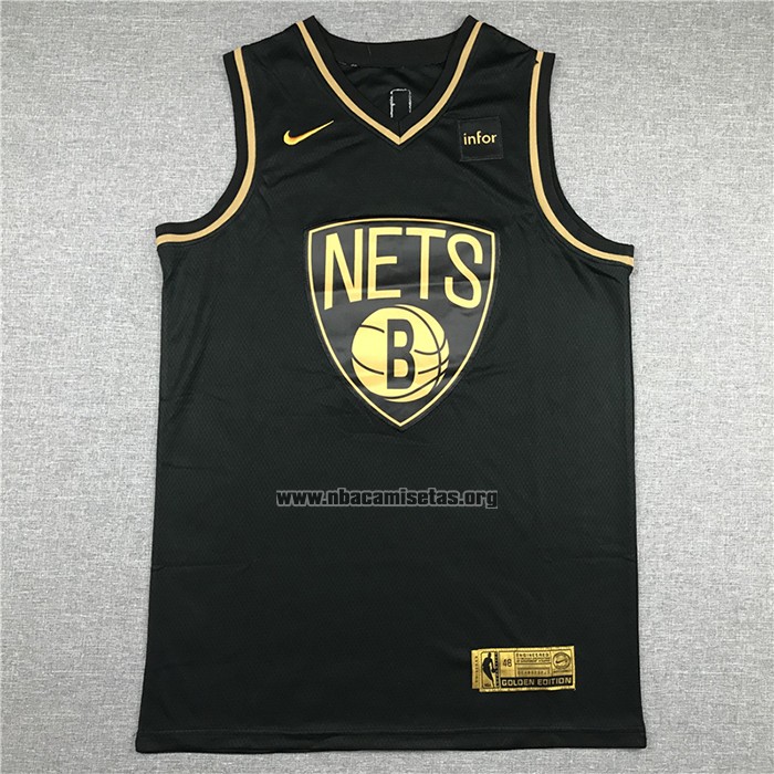 Camiseta Golden Edition Brooklyn Nets Kevin Durant NO 7 Negro
